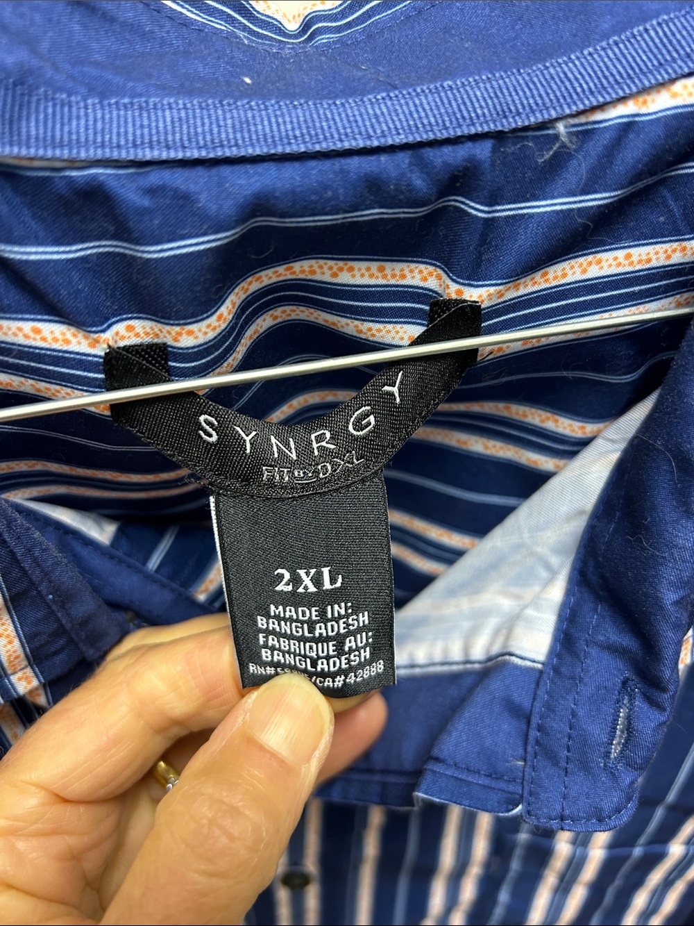 Synergy Men's Navy Stripe Short-Sleeve Button-Down Shirt image 4